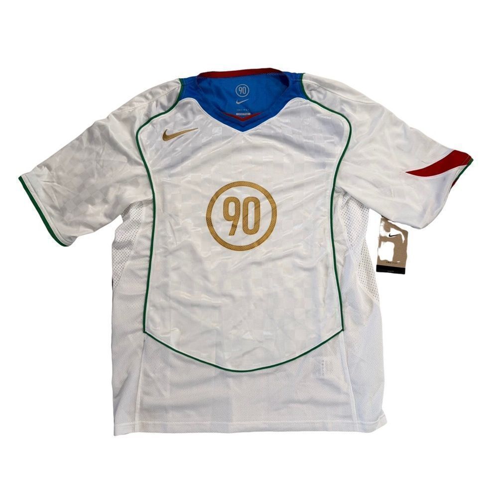 Nike 90 soccer White Jersey with Blue and Gold Accents size medium